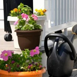 Bloem Ariana 21.5 in. Chocolate Brown Plastic Self-Watering Planter -Litton Lane Sales Store chocolate bloem plant pots 20 56320ch 44 1000