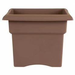 Bloem Veranda Square 18 in. Chocolate Plastic Deck Box Planter