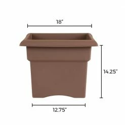 Bloem Veranda Square 18 in. Chocolate Plastic Deck Box Planter 13 Bloem Veranda Square 18 in. Chocolate Plastic Deck Box Planter -Litton Lane Sales Store chocolate bloem plant pots 457185 1001 a0 1000