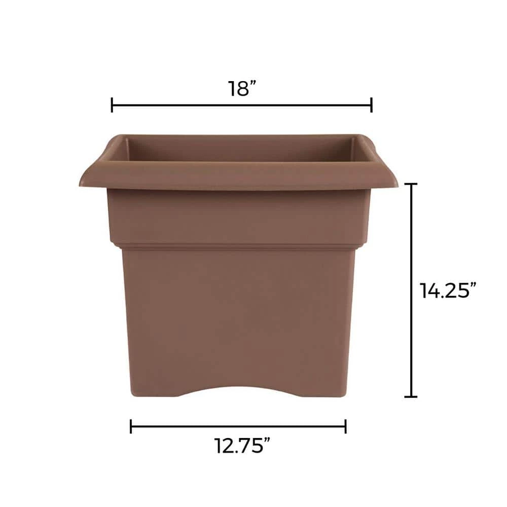 Bloem Veranda Square 18 in. Chocolate Plastic Deck Box Planter 5 Bloem Veranda Square 18 in. Chocolate Plastic Deck Box Planter - Image 3