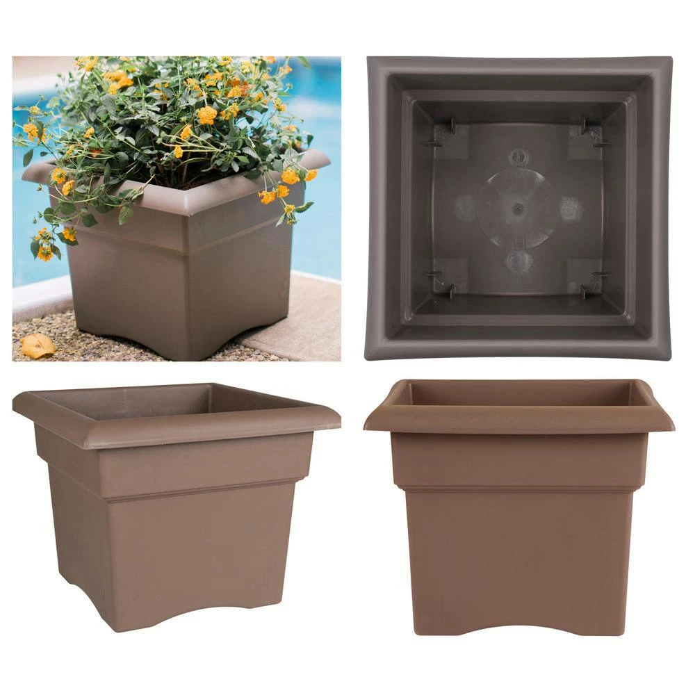 Bloem Veranda Square 18 in. Chocolate Plastic Deck Box Planter 10 Bloem Veranda Square 18 in. Chocolate Plastic Deck Box Planter - Image 8