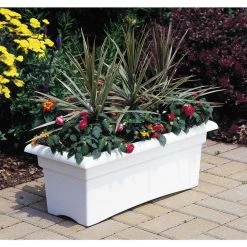 Bloem Veranda 26 in. Chocolate Plastic Deck Window Box Planter -Litton Lane Sales Store chocolate bloem plant pots 57326ch 1f 1000