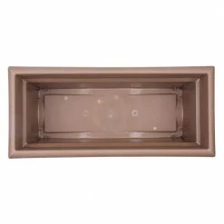 Bloem Veranda 26 in. Chocolate Plastic Deck Window Box Planter -Litton Lane Sales Store chocolate bloem plant pots 57326ch 44 1000