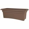 Bloem Veranda 26 in. Chocolate Plastic Deck Window Box Planter -Litton Lane Sales Store chocolate bloem plant pots 57326ch 64 1000