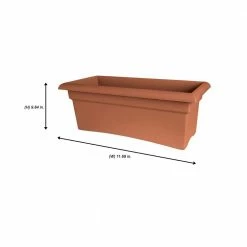 Bloem Veranda 26 in. Chocolate Plastic Deck Window Box Planter -Litton Lane Sales Store chocolate bloem plant pots 57326ch 76 1000
