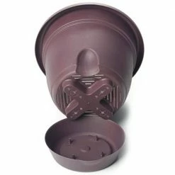 Bloem Lucca 6.75 in. Chocolate Plastic Self-Watering Planter with Saucer -Litton Lane Sales Store chocolate bloem plant pots lp0645 1f 1000