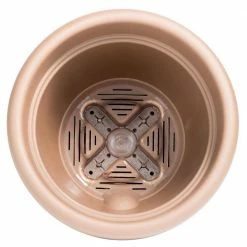 Bloem Lucca 6.75 in. Chocolate Plastic Self-Watering Planter with Saucer -Litton Lane Sales Store chocolate bloem plant pots lp0645 4f 1000