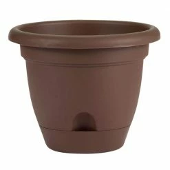 Bloem Lucca 6.75 in. Chocolate Plastic Self-Watering Planter with Saucer