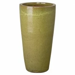 Emissary 36 in. Tall Round Citron Ceramic Planter