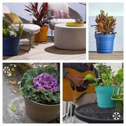 Bloem 12 in. Classic Blue Saturn Plastic Planter with Saucer -Litton Lane Sales Store classic blue bloem plant pots sp1233 c3 1000