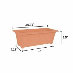 Bloem 27 in. Dayton Resin Large Window Deck Box Planter Coral Sand -Litton Lane Sales Store coral sand bloem plant pots daydb2721 40 1000