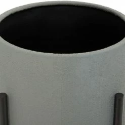 Litton Lane 14 in. x 23 in. Round Indoor Outdoor Textured Exterior Gray Metal Planter with Removable Stand (Set of 2) -Litton Lane Sales Store dark gray litton lane plant pots 47977 77 1000