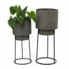 Litton Lane 27 in. H x 11 in. Dark Grey Metal Modern Planter (Set of 2) 2 Litton Lane 27 in. H x 11 in. Dark Grey Metal Modern Planter (Set of 2) -Litton Lane Sales Store dark grey litton lane plant pots 042005 64 1000