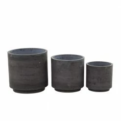 Litton Lane 12 in. x 12 in. Dark Grey Magnesium Oxide Modern Planter (Set of 3)