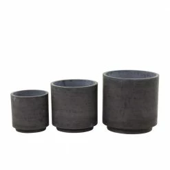Litton Lane 12 in. x 12 in. Dark Grey Magnesium Oxide Modern Planter (Set of 3) -Litton Lane Sales Store dark grey litton lane plant pots 042631 66 1000