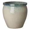 Emissary 26 in. Dia Round Distressed White Ceramic Planter 2 Emissary 26 in. Dia Round Distressed White Ceramic Planter -Litton Lane Sales Store distressed white emissary plant pots 12040wt 3 64 1000