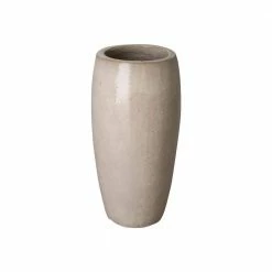 Emissary 20 in. Tall Distressed White Round Ceramic Planter/Jar