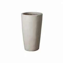 Emissary 22.5 in. Tall Round Distressed White Ceramic Planter