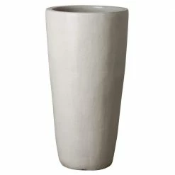 Emissary 36 in. Tall Round Distressed White Ceramic Planter