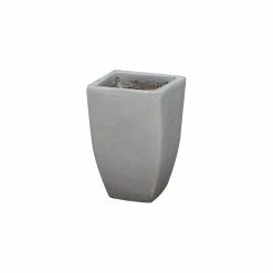Emissary 9.5 in. Square Distressed White Ceramic Planter