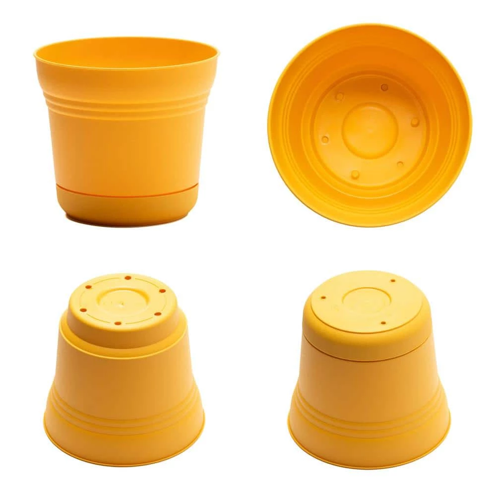 Bloem Saturn 14 in. Earthy Yellow Plastic Planter with Saucer 7 Bloem Saturn 14 in. Earthy Yellow Plastic Planter with Saucer - Image 5