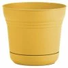 Bloem Saturn 14 in. Earthy Yellow Plastic Planter with Saucer -Litton Lane Sales Store earthy yellow bloem plant pots sp1423 64 1000