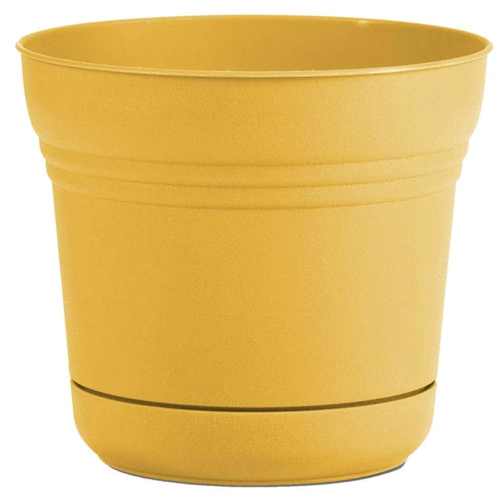 Bloem Saturn 14 in. Earthy Yellow Plastic Planter with Saucer 3 Bloem Saturn 14 in. Earthy Yellow Plastic Planter with Saucer