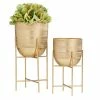 Litton Lane 6 in. x 12 in. Gold Iron Modern Planter(Set of 2) 2 Litton Lane 6 in. x 12 in. Gold Iron Modern Planter(Set of 2) -Litton Lane Sales Store gold litton lane plant pots 040028 64 1000