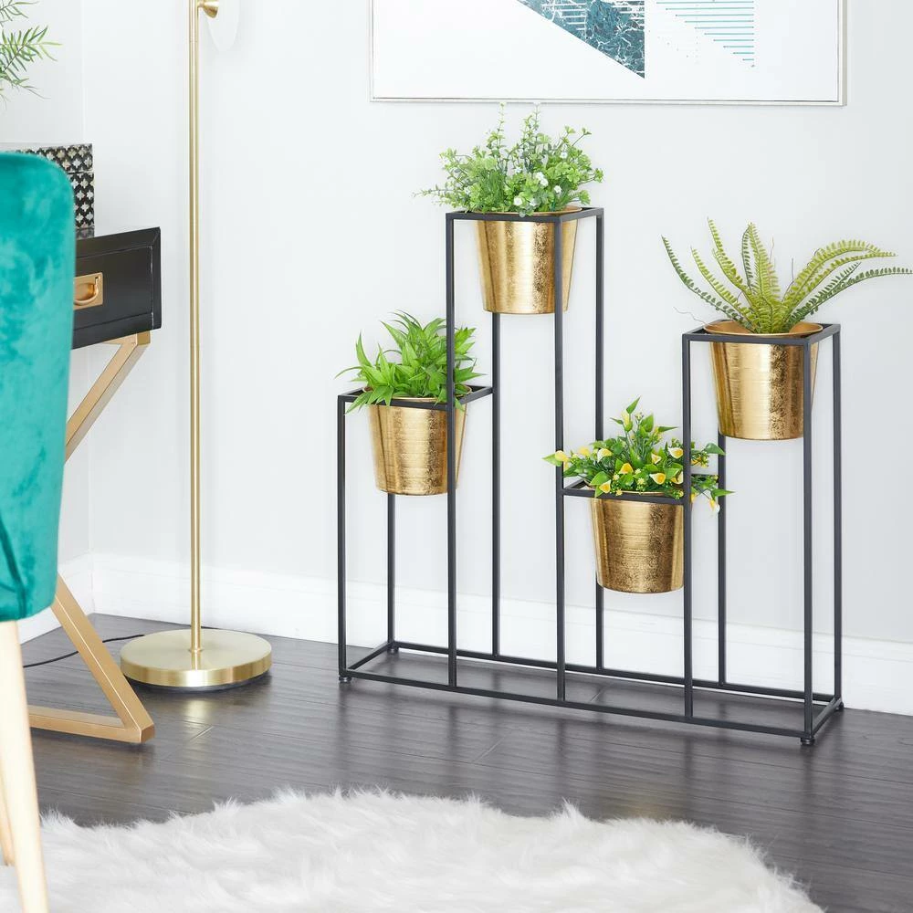 Litton Lane CosmoLiving by Cosmopolitan 31 in. x 21 in. Gold Metal Glam Planter 9 Litton Lane CosmoLiving by Cosmopolitan 31 in. x 21 in. Gold Metal Glam Planter - Image 7