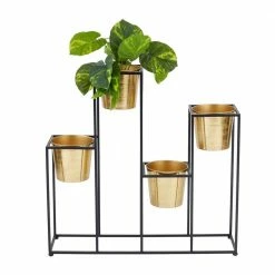 Litton Lane CosmoLiving by Cosmopolitan 31 in. x 21 in. Gold Metal Glam Planter