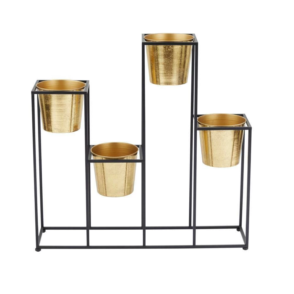 Litton Lane CosmoLiving by Cosmopolitan 31 in. x 21 in. Gold Metal Glam Planter 4 Litton Lane CosmoLiving by Cosmopolitan 31 in. x 21 in. Gold Metal Glam Planter - Image 2