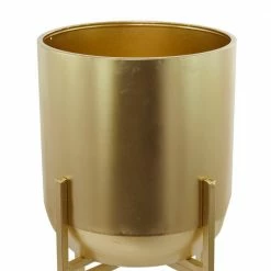 Litton Lane CosmoLiving by Cosmopolitan 46 in. x 13 in. Gold Metal Modern Planter -Litton Lane Sales Store gold litton lane plant pots 041937 44 1000