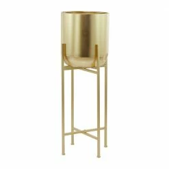 Litton Lane CosmoLiving by Cosmopolitan 46 in. x 13 in. Gold Metal Modern Planter