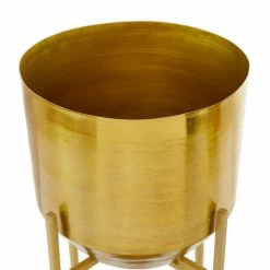 Litton Lane 31 in. x 11 in. Gold Metal Modern Planter ( Set of 2) -Litton Lane Sales Store gold litton lane plant pots 042398 44 1000