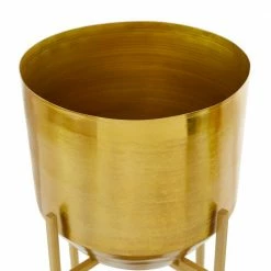 Litton Lane 31 in. x 11 in. Gold Metal Modern Planter ( Set of 2) -Litton Lane Sales Store gold litton lane plant pots 042398 77 1000