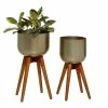 Litton Lane 24 in. x 13 in. Gold Metal Modern Planter (Set of 2) -Litton Lane Sales Store gold litton lane plant pots 37886 64 1000