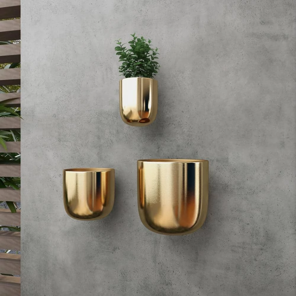 Litton Lane 9 in. x 9 in. Gold Metal Contemporary Planter (Set of 3) 8 Litton Lane 9 in. x 9 in. Gold Metal Contemporary Planter (Set of 3) - Image 6
