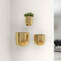 Litton Lane 9 in. x 9 in. Gold Metal Contemporary Planter (Set of 3) 19 Litton Lane 9 in. x 9 in. Gold Metal Contemporary Planter (Set of 3) -Litton Lane Sales Store gold litton lane plant pots 51941 44 1000