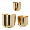 Litton Lane 9 in. x 9 in. Gold Metal Contemporary Planter (Set of 3) -Litton Lane Sales Store gold litton lane plant pots 51941 64 1000