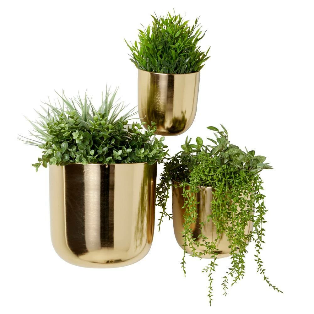 Litton Lane 9 in. x 9 in. Gold Metal Contemporary Planter (Set of 3) 4 Litton Lane 9 in. x 9 in. Gold Metal Contemporary Planter (Set of 3) - Image 2