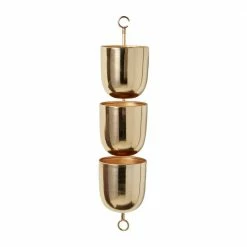 Litton Lane 25 in. H x 12 in. W Gold Metal Contemporary Planter