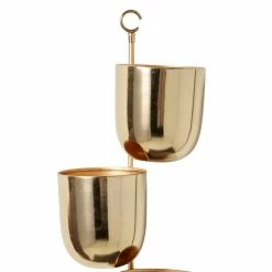 Litton Lane 25 in. H x 12 in. W Gold Metal Contemporary Planter -Litton Lane Sales Store gold litton lane plant pots 51949 fa 1000