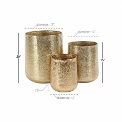 Litton Lane 20 in. x 17 in. Gold Aluminum Glam Planter (Set of 3) -Litton Lane Sales Store gold litton lane plant pots 57419 76 1000