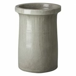 Emissary 29 in. H Gray Ceramic Round Plateau Planter