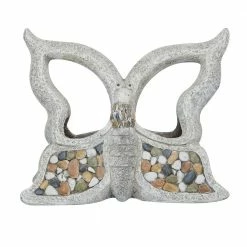 Litton Lane 15 in. x 18 in. Gray Fiberglass Traditional Planter