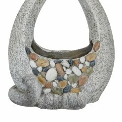 Litton Lane 18 in. x 13 in. Gray Fiberglass Traditional Planter -Litton Lane Sales Store gray litton lane plant pots 042546 1d 1000