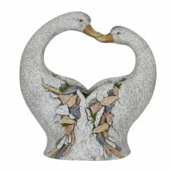 Litton Lane 16 in. x 15 in. Gray Fiberglass Traditional Planter