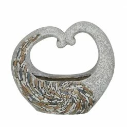 Litton Lane 14 in. x 16 in. Gray Fiberglass Traditional Planter