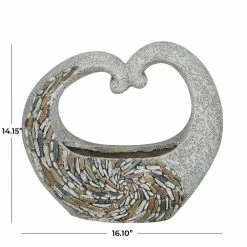 Litton Lane 14 in. x 16 in. Gray Fiberglass Traditional Planter -Litton Lane Sales Store gray litton lane plant pots 042606 c3 1000