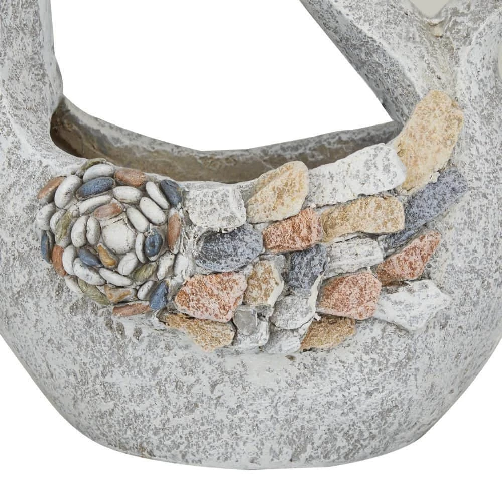 Litton Lane 20 in. x 13 in. Gray Fiberglass Traditional Planter 6 Litton Lane 20 in. x 13 in. Gray Fiberglass Traditional Planter - Image 4